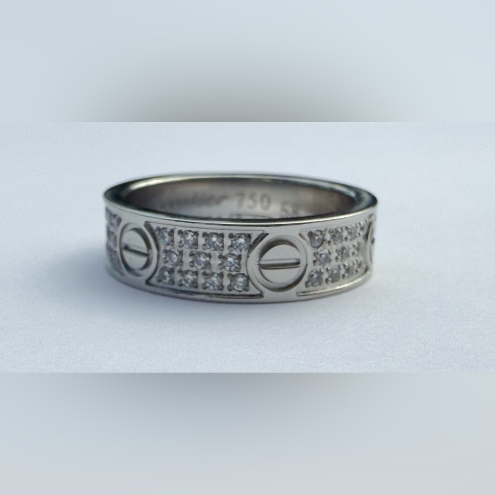Love ring ZC 18k white gold plated unisex sz 9 - Picture 2 of 4